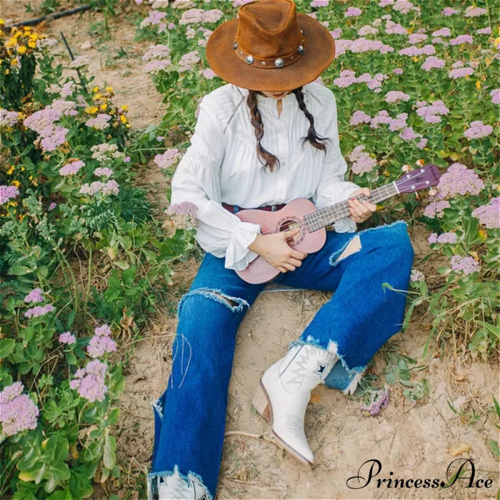 Lantern Sleeve Ivory Lace Celebration Cotton Bohemian Top bohoblouse-250126