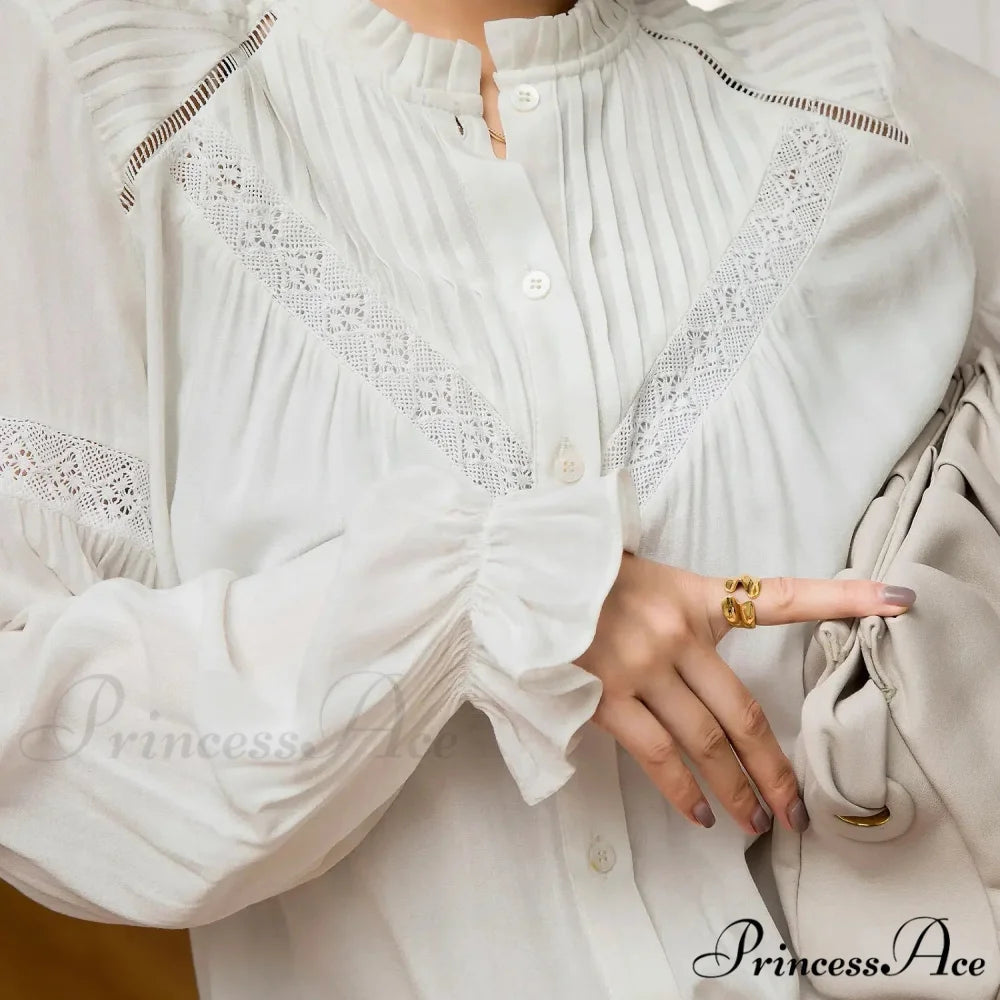 Lantern Sleeve Ivory Lace Celebration Cotton Bohemian Top bohoblouse-250126