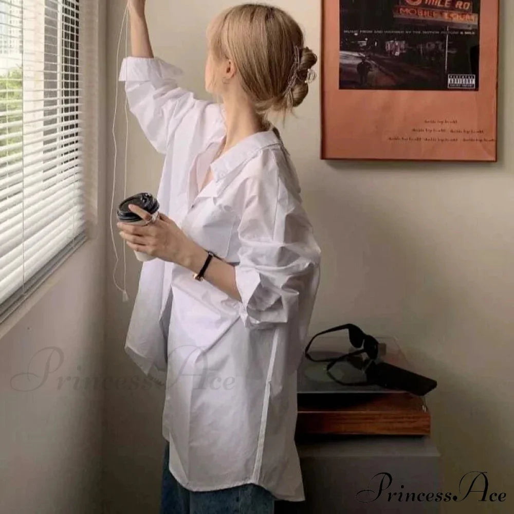 Large Bandage Long Sleeve Urban White Blouse blouse-250126