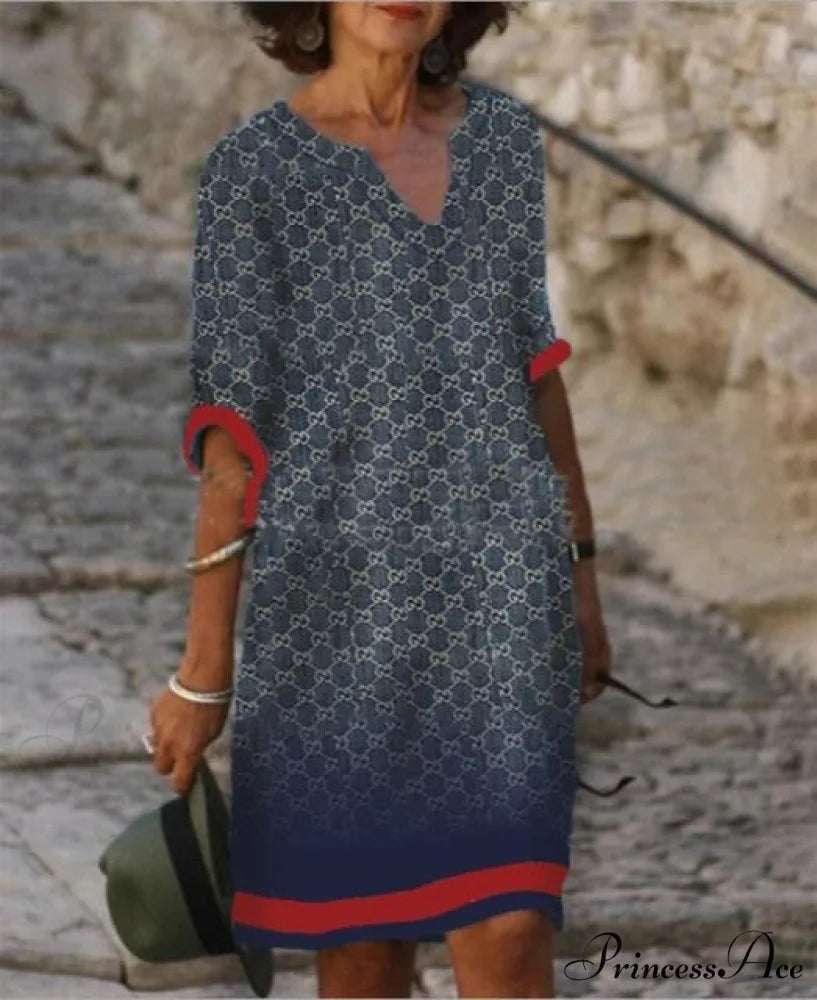 Large Big Printed Boho Casual Party Elegant Dresses grey 2 / S