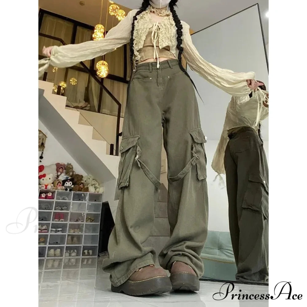 Large Cargo Denim Jeans Women Trousers pants-241228
