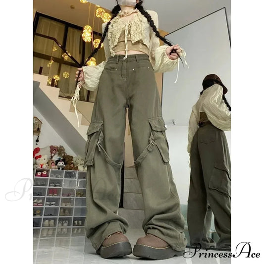 Large Cargo Denim Jeans Women Trousers pants-241228