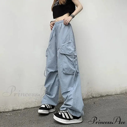 Large Cargo Urban Casual Trousers Blue / S pants-241228