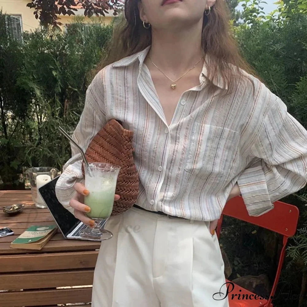 Large Checkered Long Sleeve Blouse blouse-250223