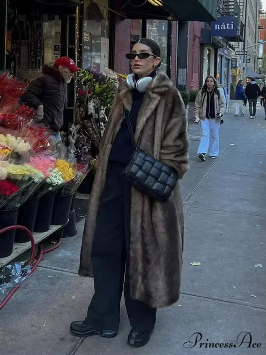 Large Ebony Woolen Dual-Button Overcoat brown / S overcoats-241228