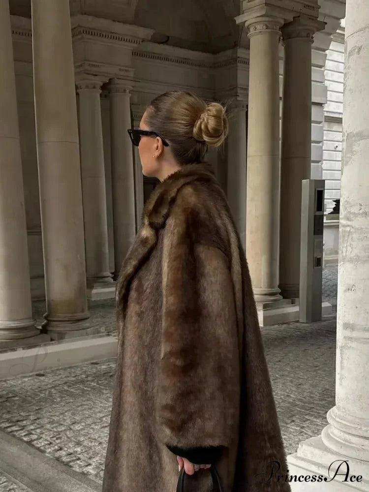 Large Ebony Woolen Dual-Button Overcoat coffee / S overcoats-241228