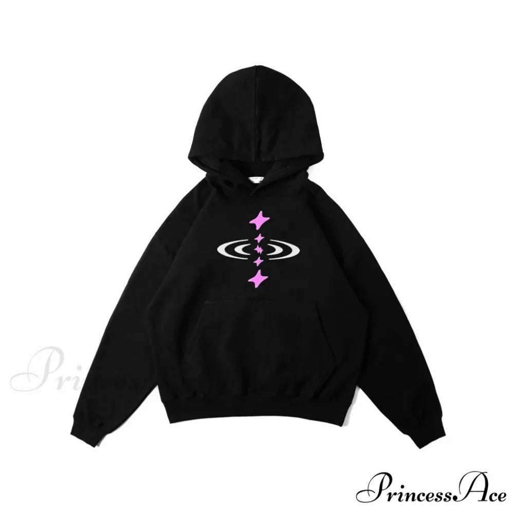 Large Graphic Baggy Hoodie black 6 / S hoodies-241228