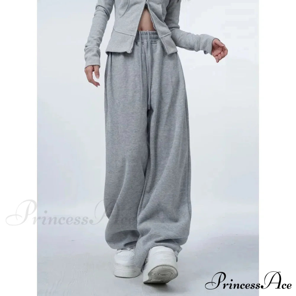 Large Grey 2000s Women Sweatpants Trousers pants-241228