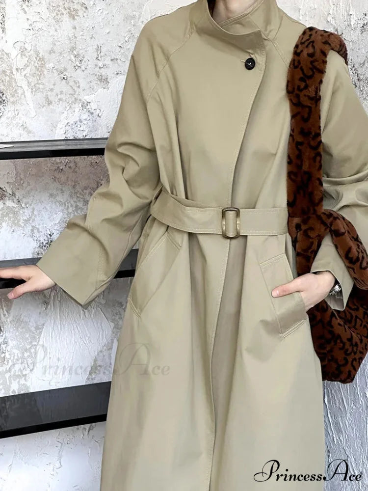Large Lapel Baggy Overcoat Khaki / M overcoats-241228