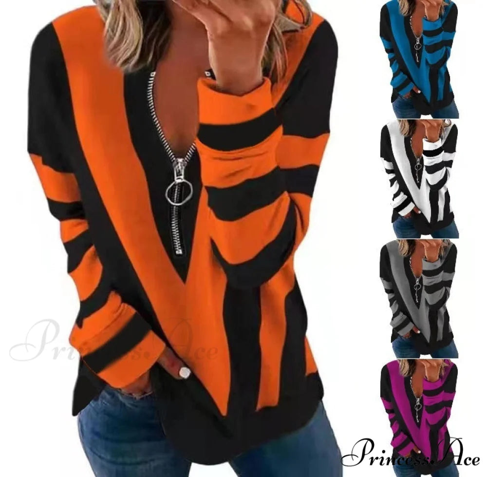 Large Loose Zipper Sexy Printed Vintage T Shirts