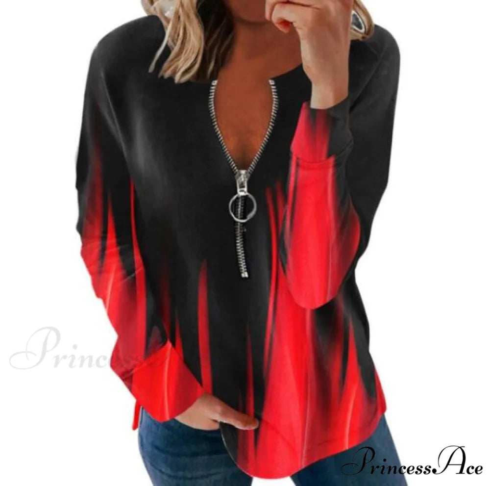 Large Loose Zipper Sexy Printed Vintage T Shirts