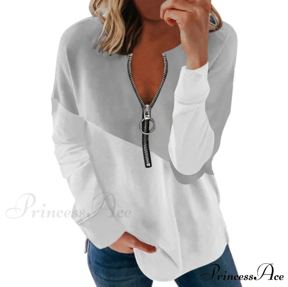 Large Loose Zipper Sexy Printed Vintage T Shirts Dark Grey / S