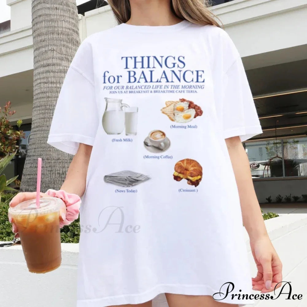 Large Morning Foodie Baggy Shirt WHITE / S t-shirt-250223