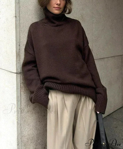 Large Retro Turtleneck Winter Sweater swraters-241228