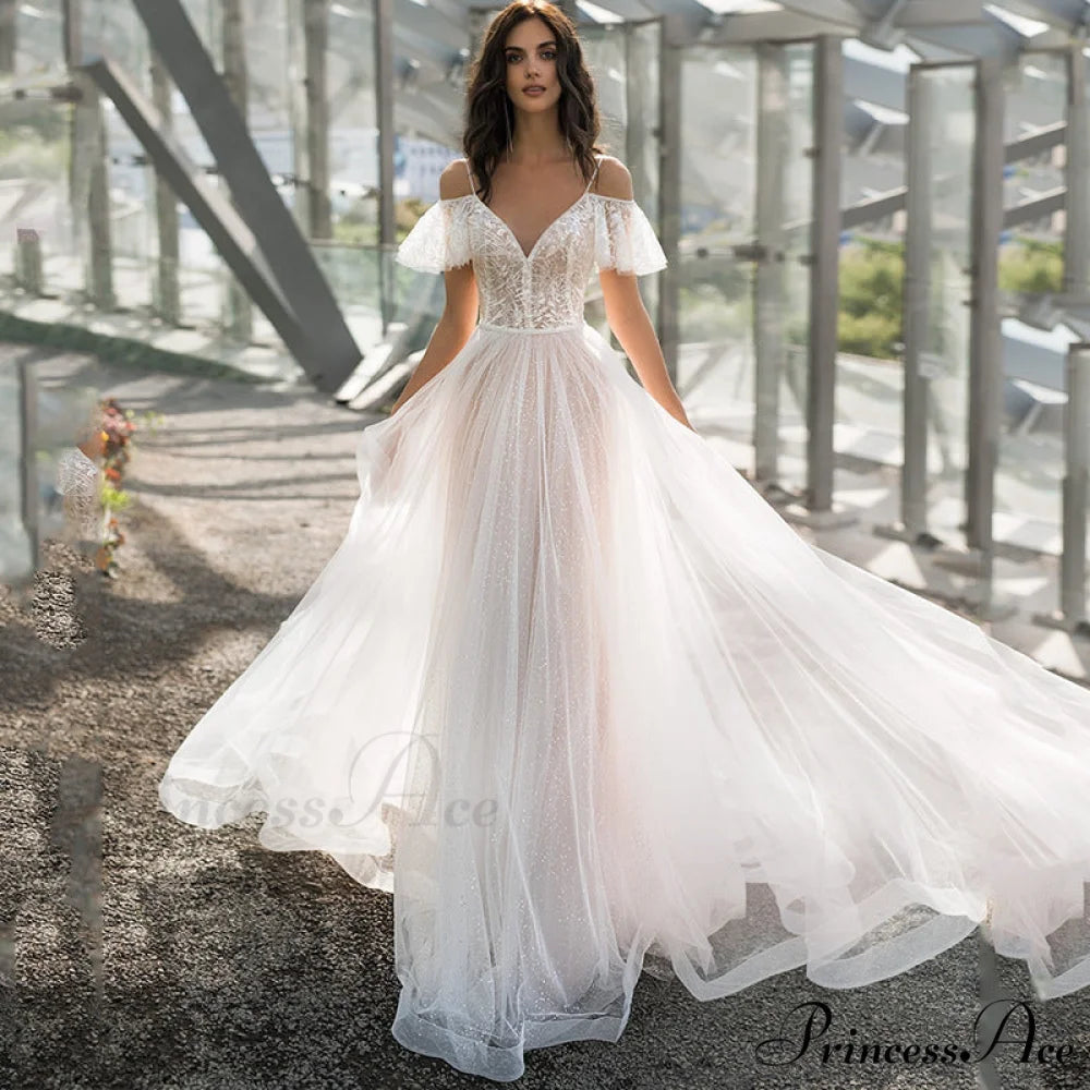 Large Size Lace Thin Strap Wedding Gown weddingdress-250223