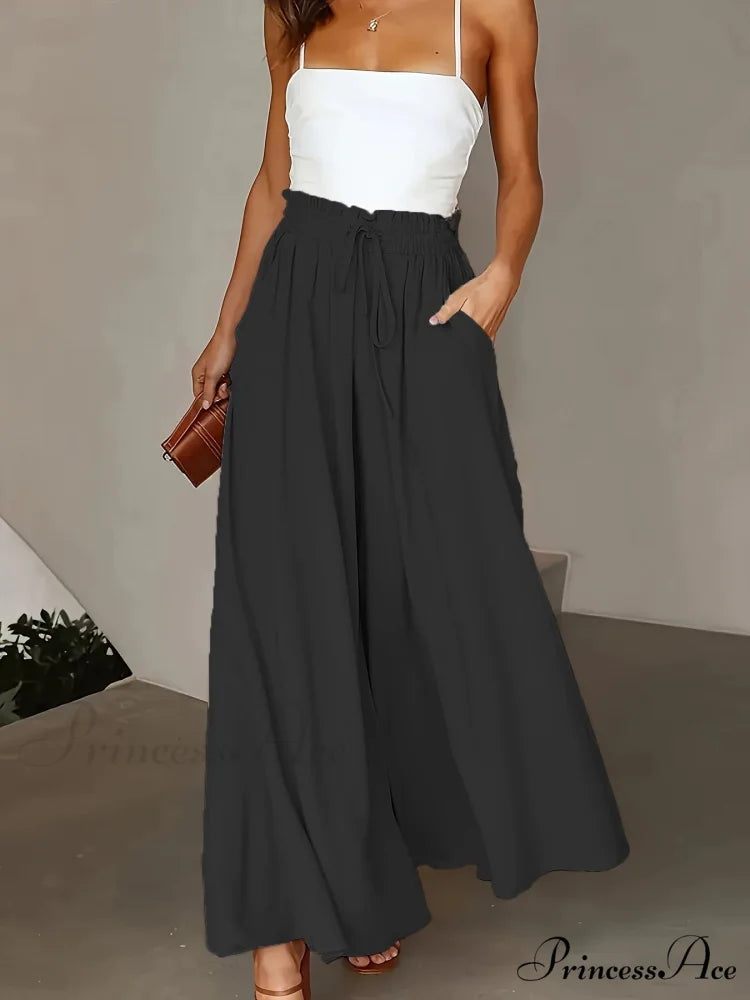 Large Size Wide Leg Stretch Flexible Waist Pant BLACK / 0XL pant-250223