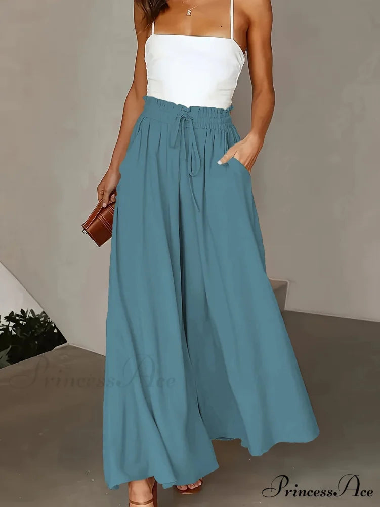 Large Size Wide Leg Stretch Flexible Waist Pant DARKBLUE / 0XL pant-250223