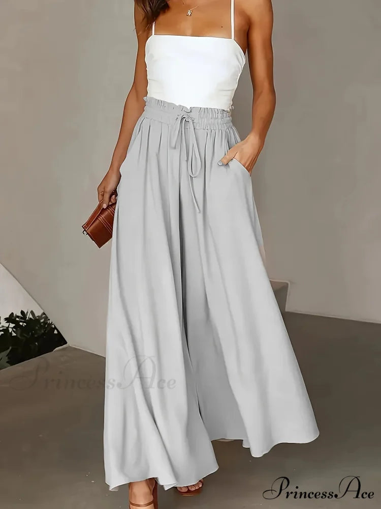 Large Size Wide Leg Stretch Flexible Waist Pant GRAY / 0XL pant-250223