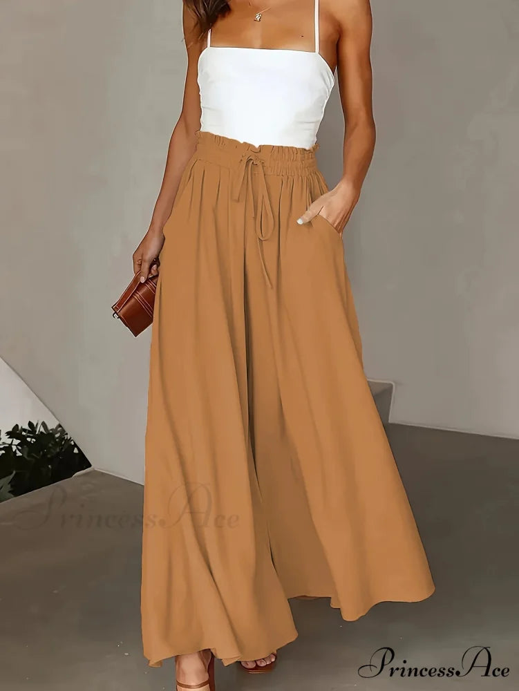 Large Size Wide Leg Stretch Flexible Waist Pant ORANGE / 0XL pant-250223