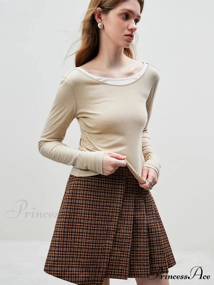 Large U - shaped Neckline Sleek Minimal Fundamental Jumper swraters-241228