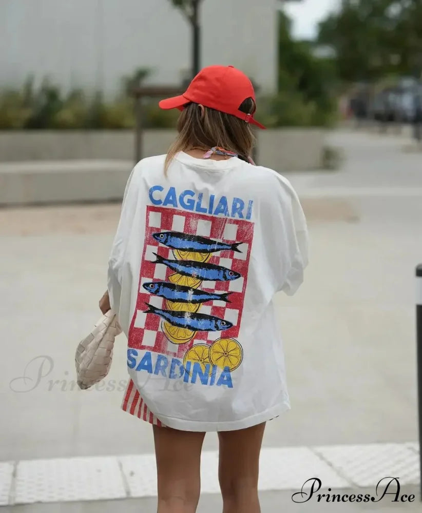 Large Y2K Summer Fish Graphic T-shirt t-shirt-250223