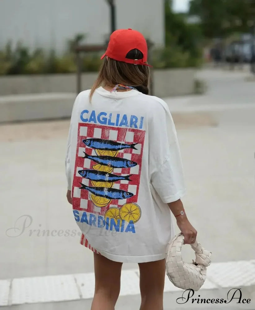 Large Y2K Summer Fish Graphic T-shirt t-shirt-250223