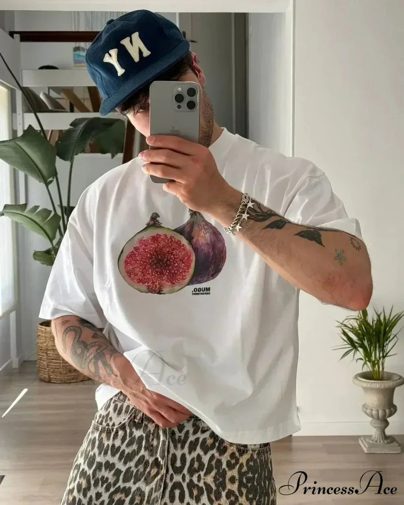 Large Y2K Summer Fish Graphic T-shirt white2 / S t-shirt-250223