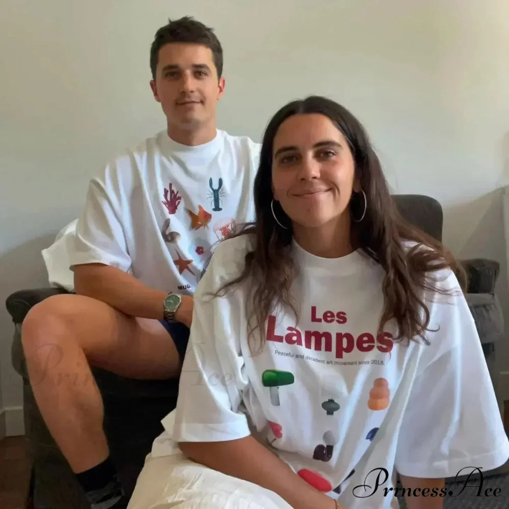 Large Y2K Summer Fish Graphic T-shirt white6 / S t-shirt-250223