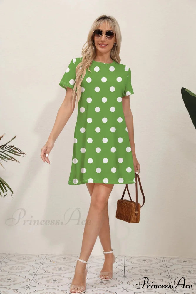 Latest Summer Fashion Floral Pattern Circular Neck Dress color17 / S oldfloraldress-250126