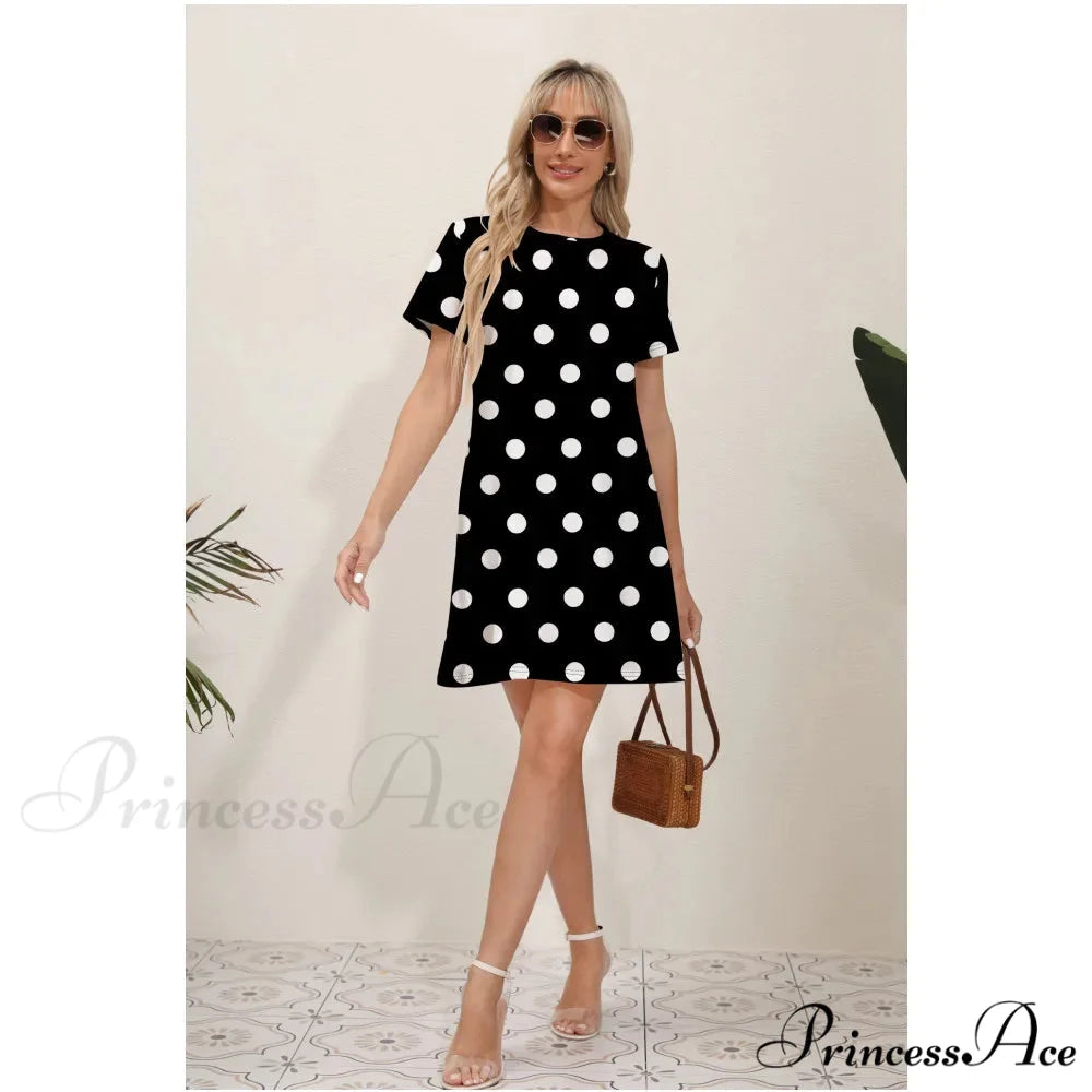 Latest Summer Fashion Floral Pattern Circular Neck Dress color18 / S oldfloraldress-250126