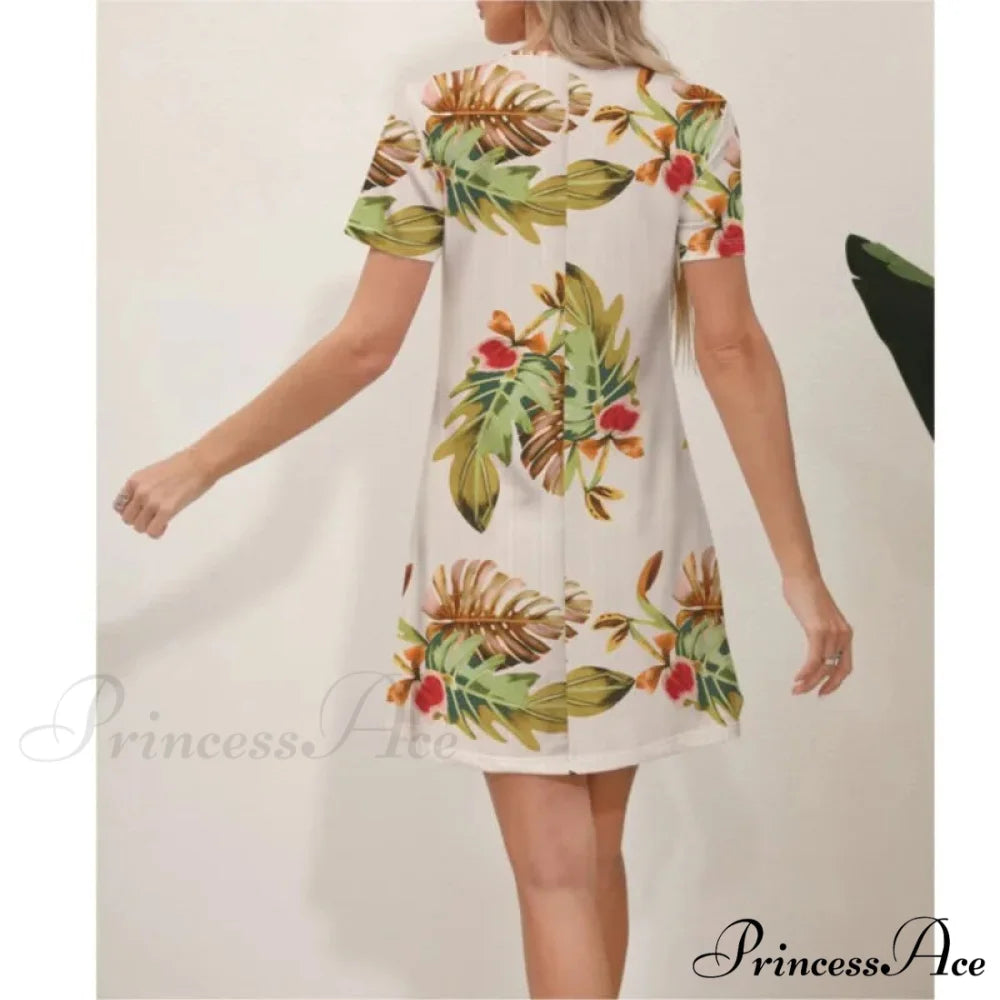 Latest Summer Fashion Floral Pattern Circular Neck Dress color4 / S oldfloraldress-250126