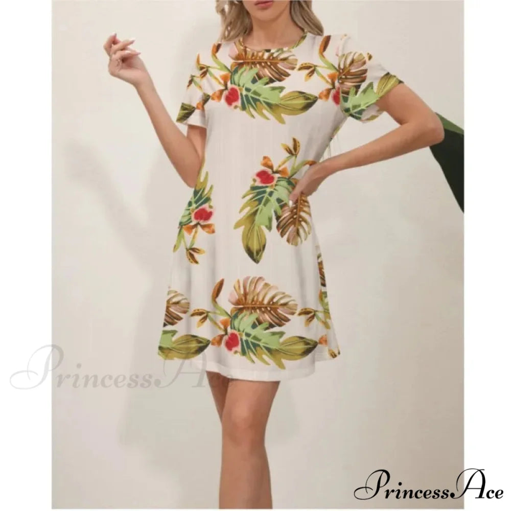 Latest Summer Fashion Floral Pattern Circular Neck Dress oldfloraldress-250126