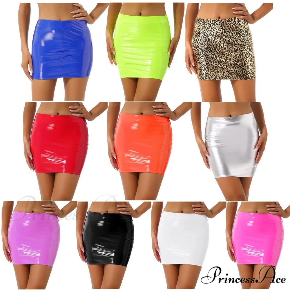 Latex Patent Leather Miniskirt