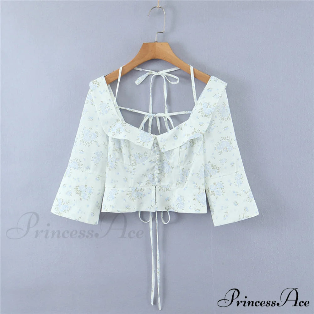 LAURA Elegant CROP TOP Floral / S