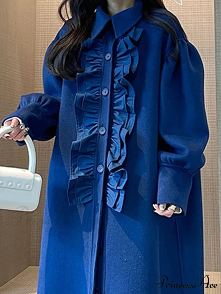 Lautaro Flounced Woolen Lantern Sleeve Overcoat overcoats-241228