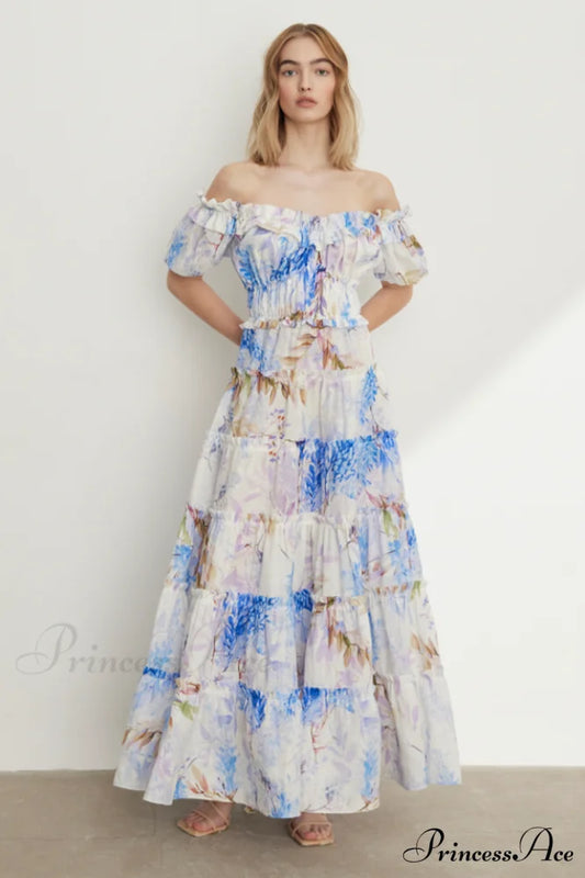 Lavander Maxi Stylish Boho Dress S / Blue