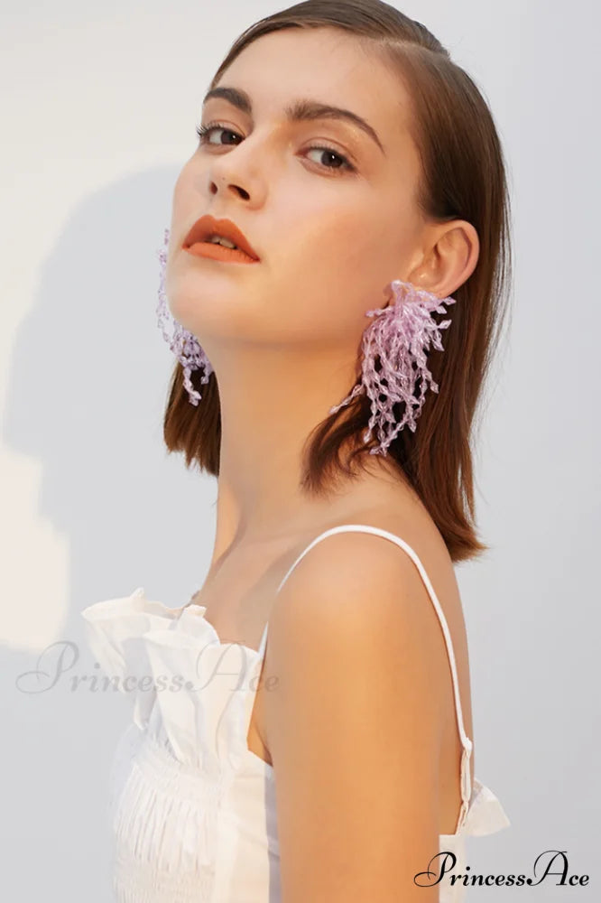 Lavender Elegant Diamond Earrings Lavender