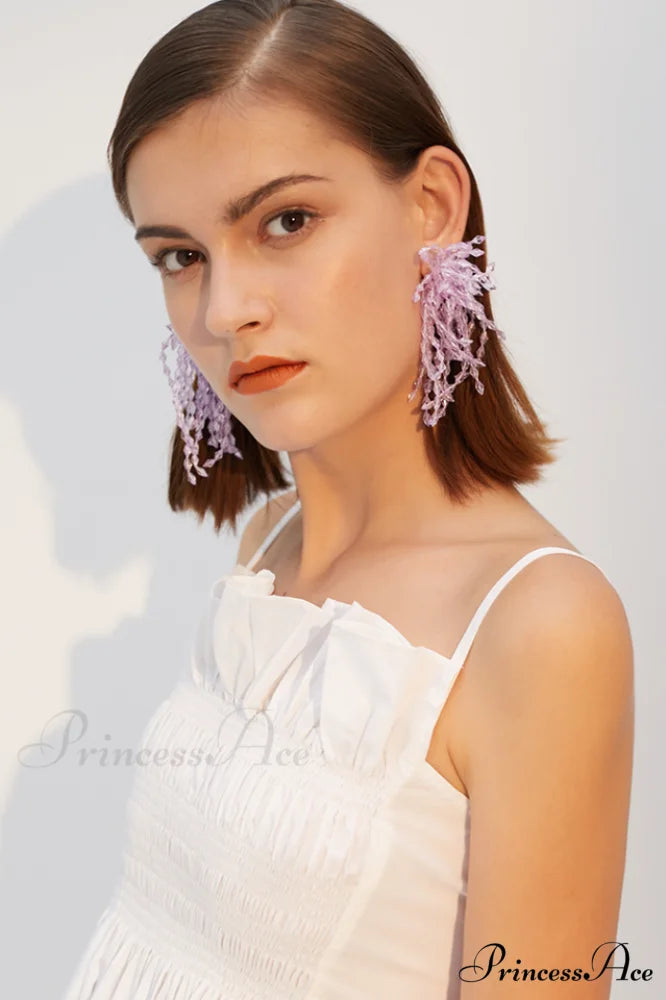 Lavender Elegant Diamond Earrings Lavender