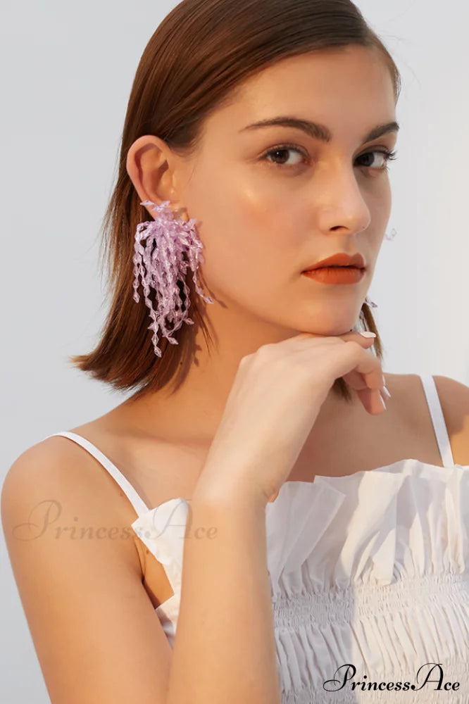 Lavender Elegant Diamond Earrings Lavender