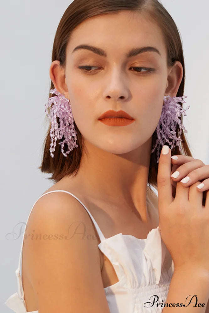 Lavender Elegant Diamond Earrings Lavender