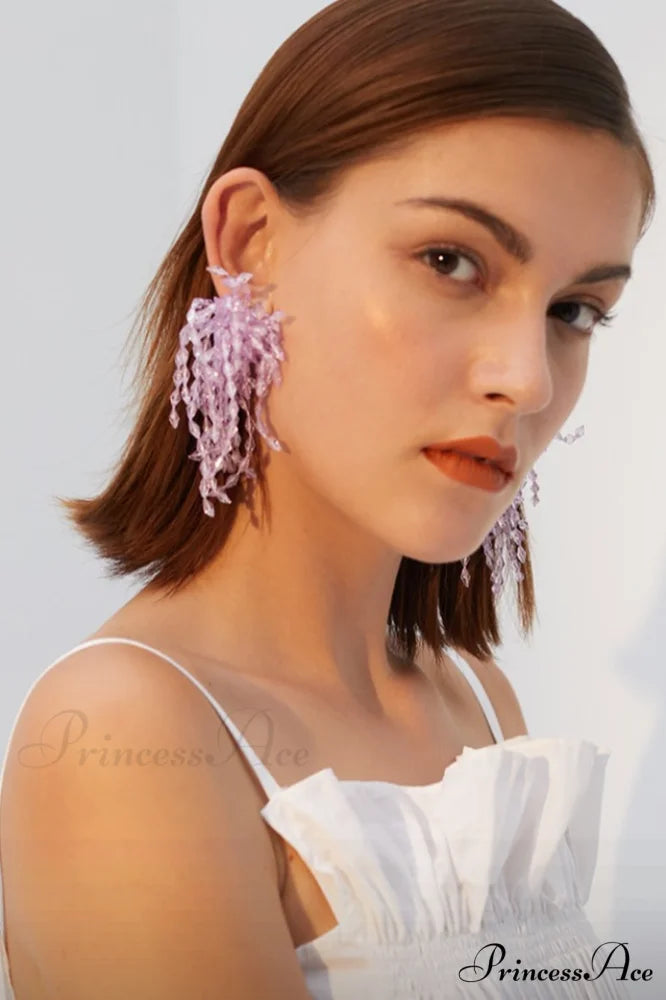 Lavender Elegant Diamond Earrings Lavender