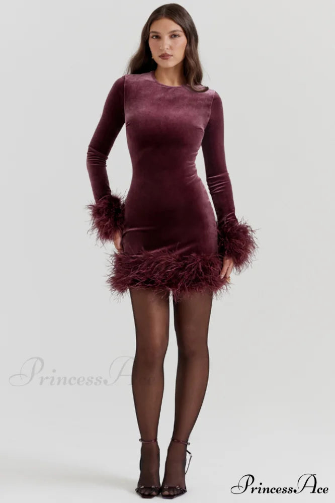 Lavinia Mulberry Stylish Velvet Mini Dress
