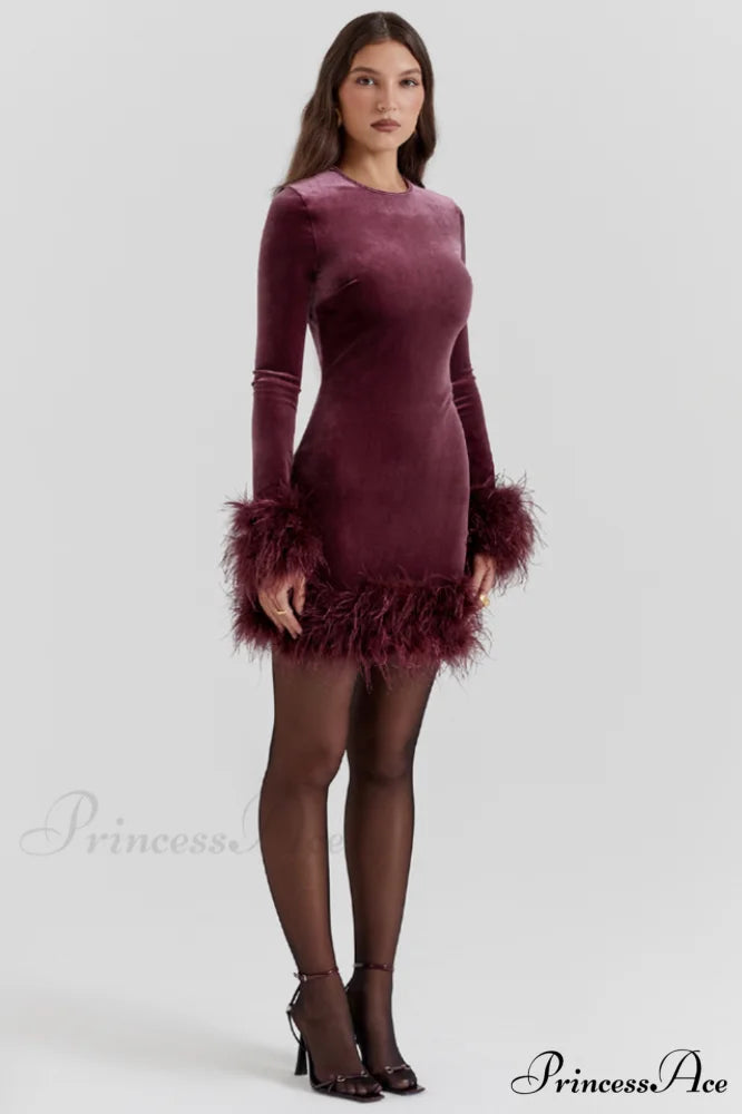 Lavinia Mulberry Stylish Velvet Mini Dress