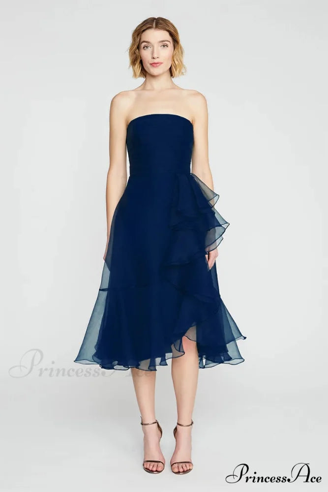 Lavish Elegance Graceful Strapless Midi Dress