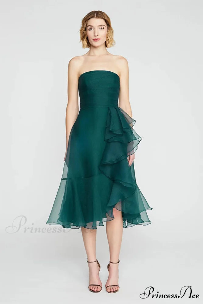 Lavish Elegance Graceful Strapless Midi Dress Green / 2