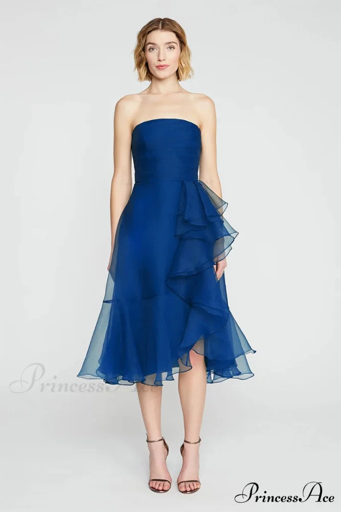 Lavish Elegance Graceful Strapless Midi Dress Royal Blue / 2