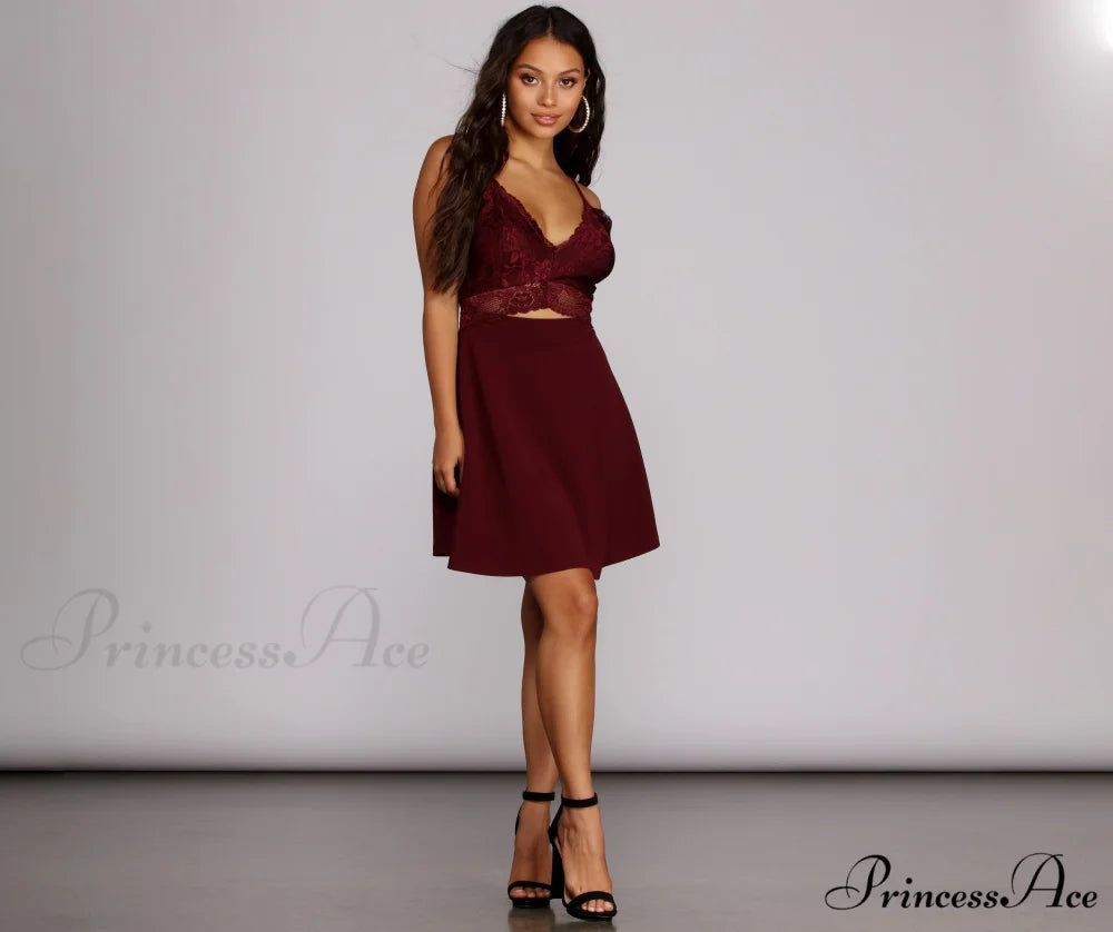 Lavish In Stylish Lace Skater Dress