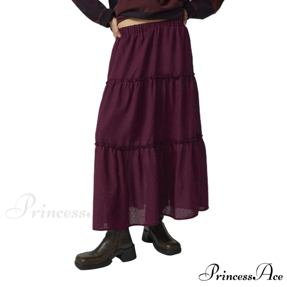 Layered Bohemian Ruffle Edge Skirt PURPLE / S skirts-250223