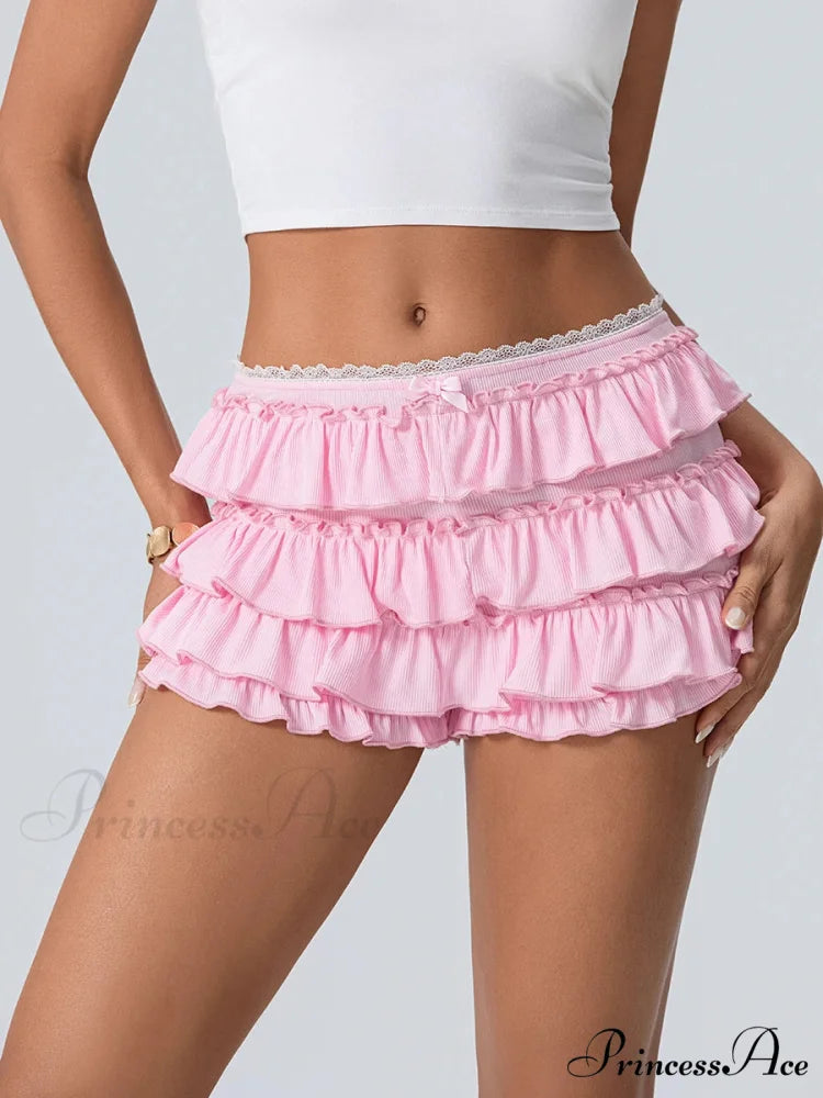 Layered Flounced Stretchy Waist Short short-250223