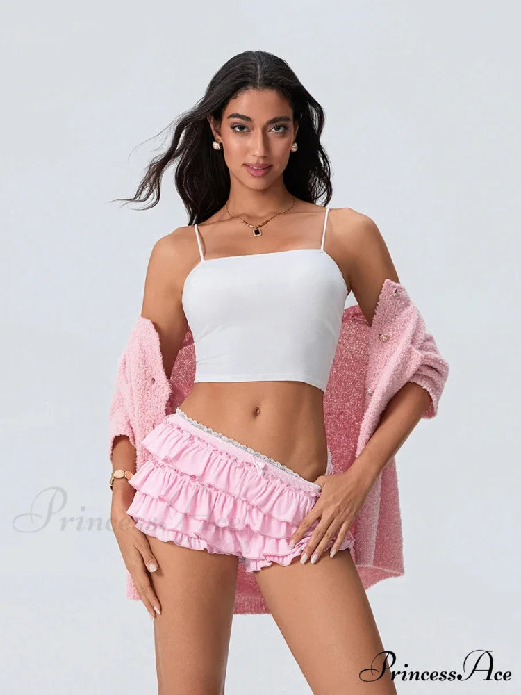 Layered Flounced Stretchy Waist Short short-250223